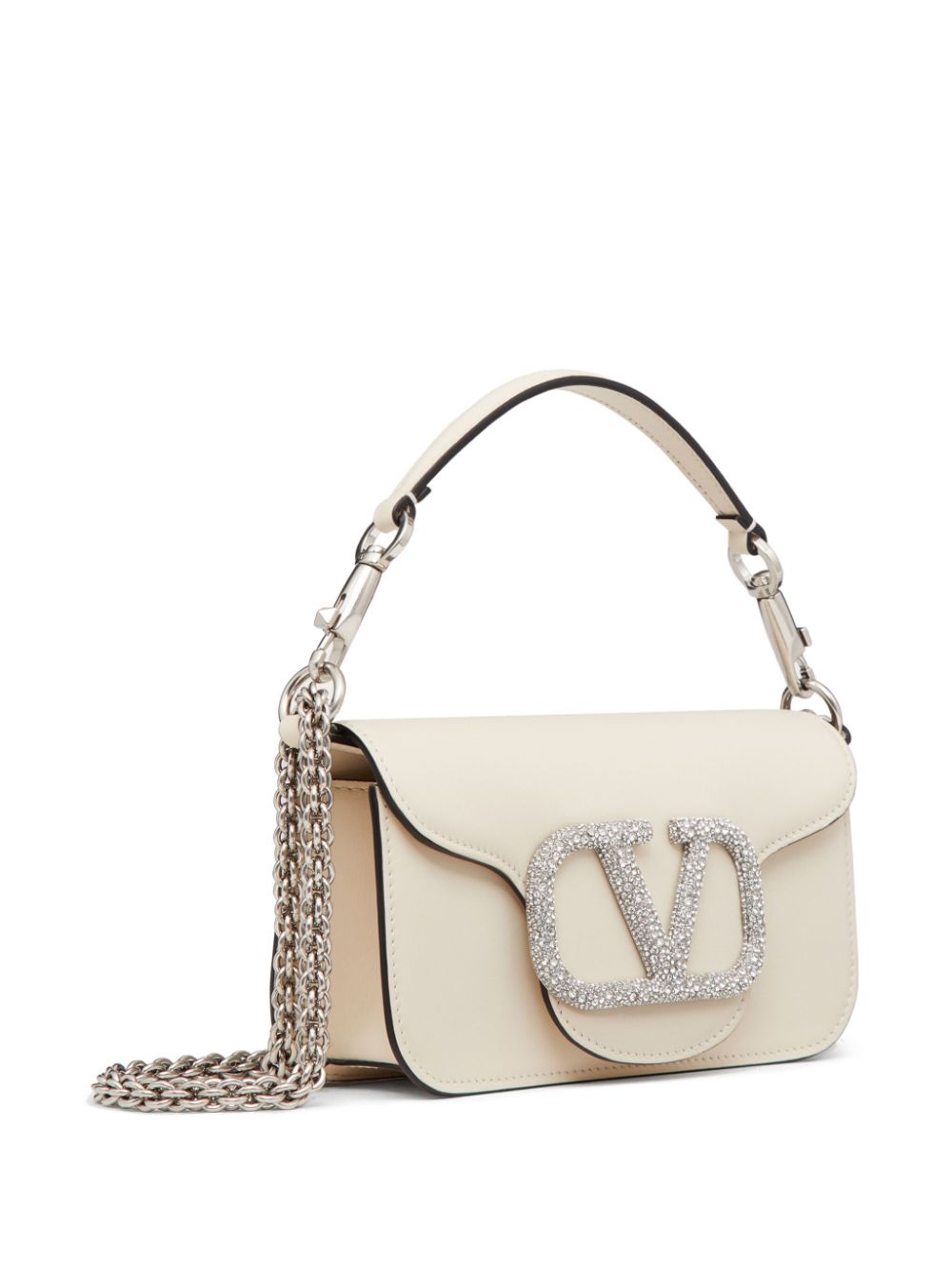 Valentino Garavani Locò Small Leather Shoulder Bag Ivory