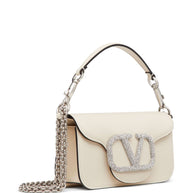 Valentino Garavani Locò Small Leather Shoulder Bag Ivory