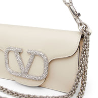 Valentino Garavani Locò Small Leather Shoulder Bag Ivory