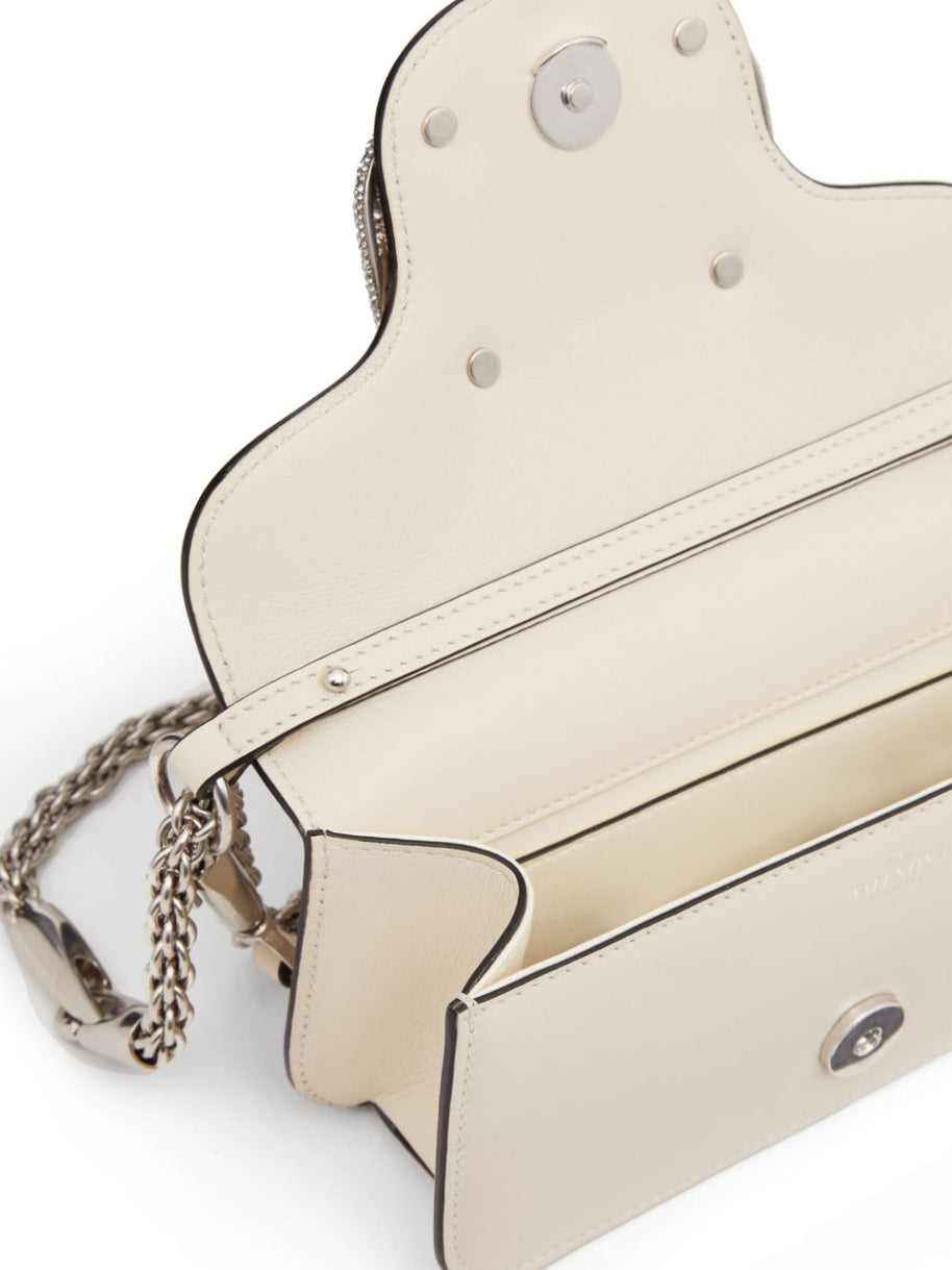 Valentino Garavani Locò Small Leather Shoulder Bag Ivory