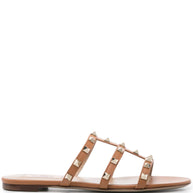 Valentino Garavani Rockstud Leather Sandals Leather Brown
