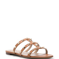 Valentino Garavani Rockstud Leather Sandals Leather Brown