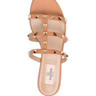 Valentino Garavani Rockstud Leather Sandals Leather Brown