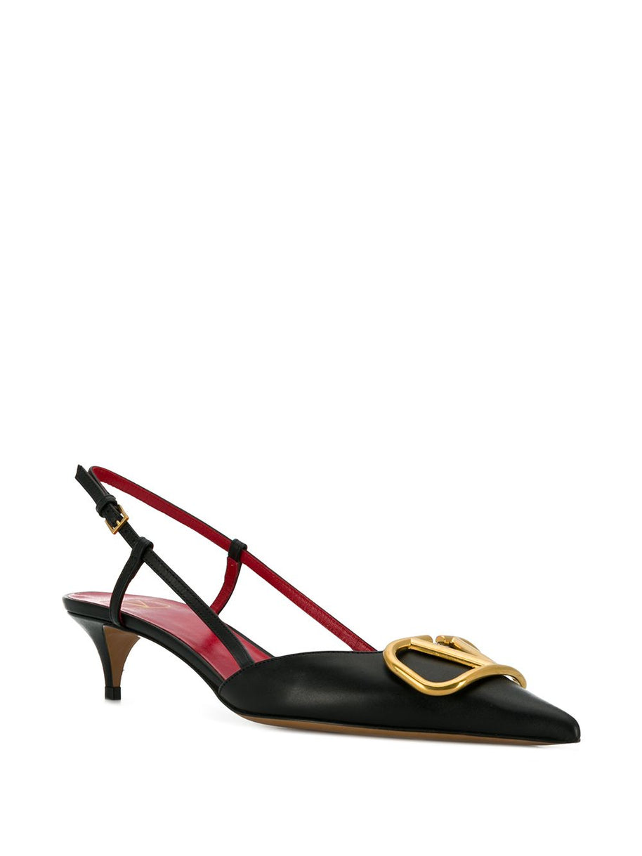 Valentino Garavani Signature Leather Slingback Pumps Black