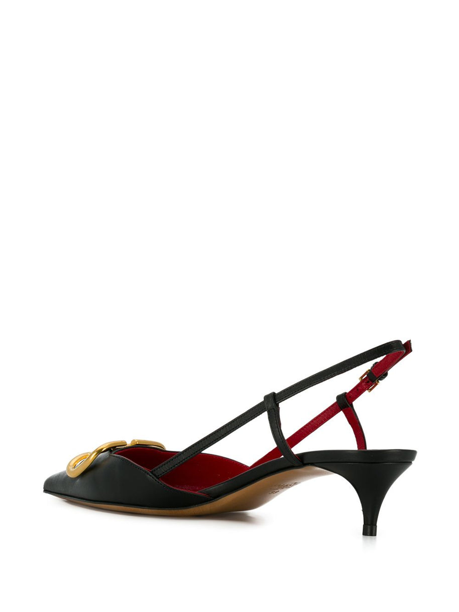 Valentino Garavani Signature Leather Slingback Pumps Black