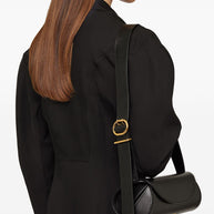 Jil Sander Cannolo Small Leather Shoulder Bag Black