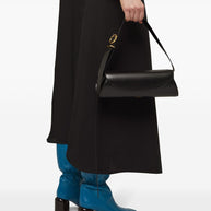 Jil Sander Cannolo Small Leather Shoulder Bag Black