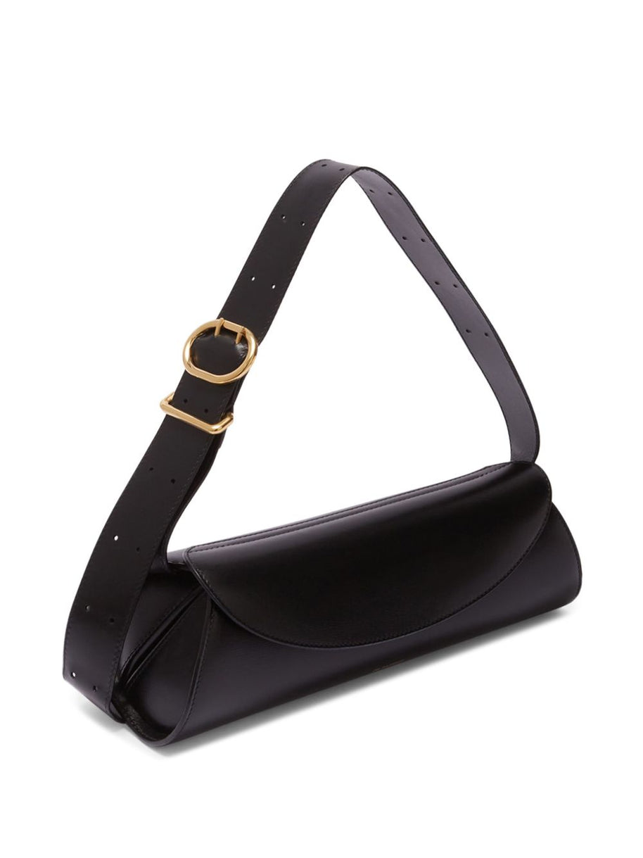Jil Sander Cannolo Small Leather Shoulder Bag Black