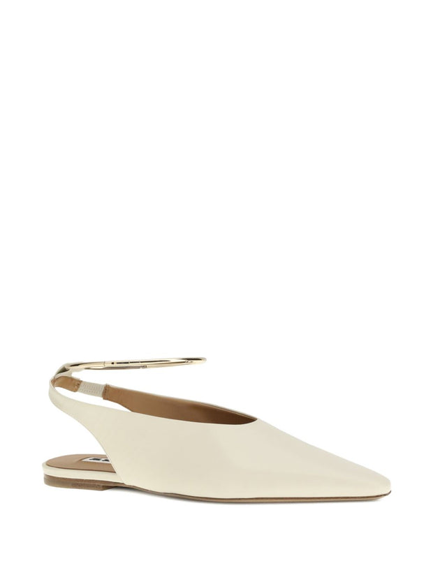 Jil Sander Leather Slingback Ballet Flats White