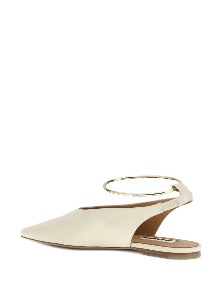 Jil Sander Leather Slingback Ballet Flats White