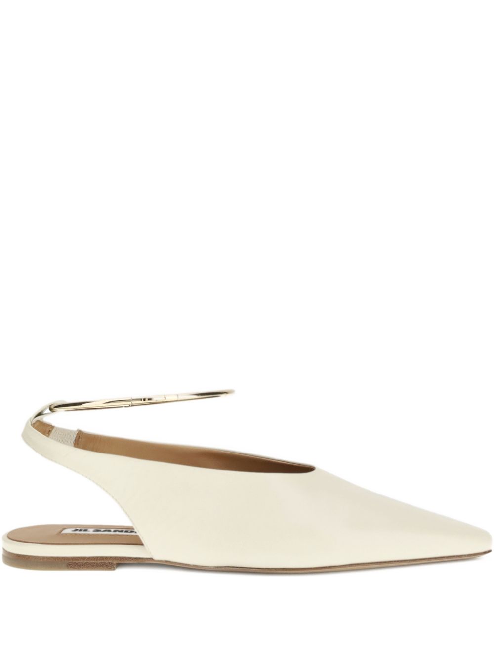 Jil Sander Leather Slingback Ballet Flats White