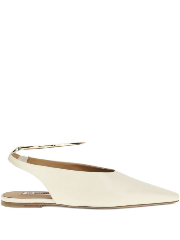 Jil Sander Leather Slingback Ballet Flats White