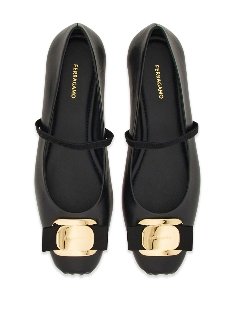 Ferragamo Vara Leather Ballets Black