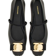 Ferragamo Vara Leather Ballets Black