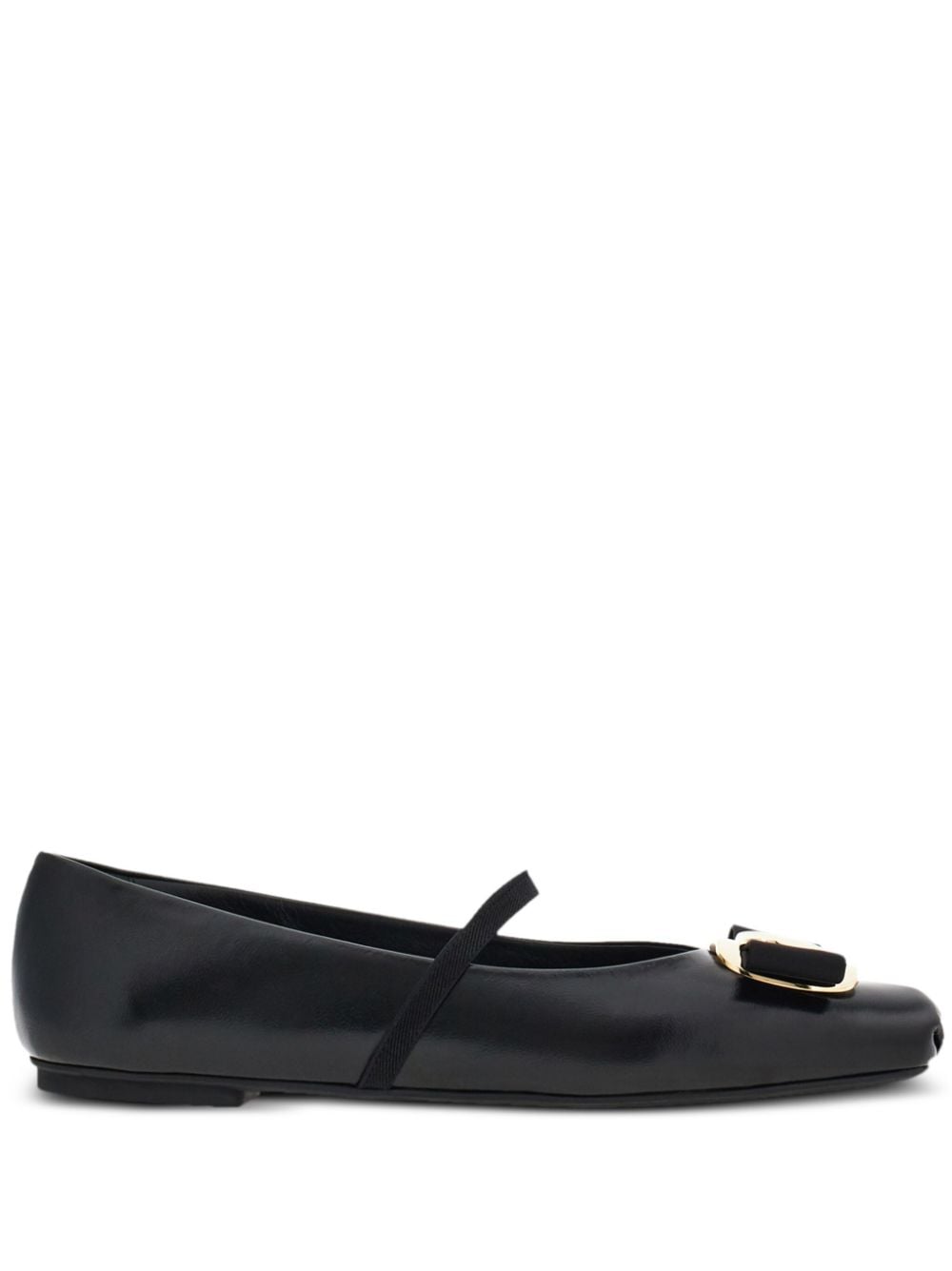 Ferragamo Vara Leather Ballets Black