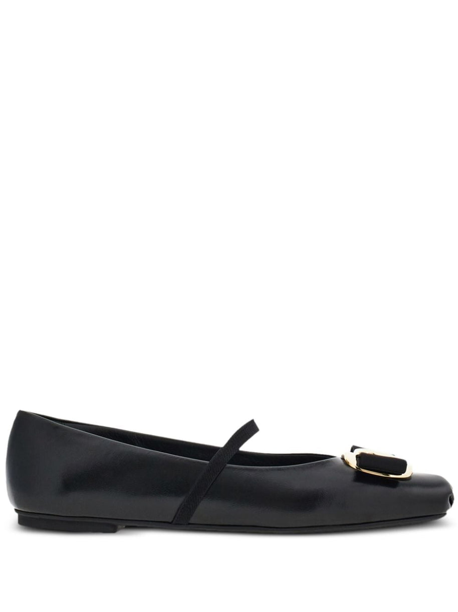 Ferragamo Vara Leather Ballets Black