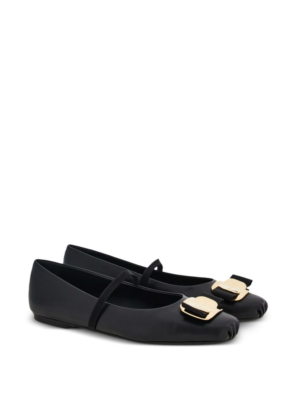 Ferragamo Vara Leather Ballets Black
