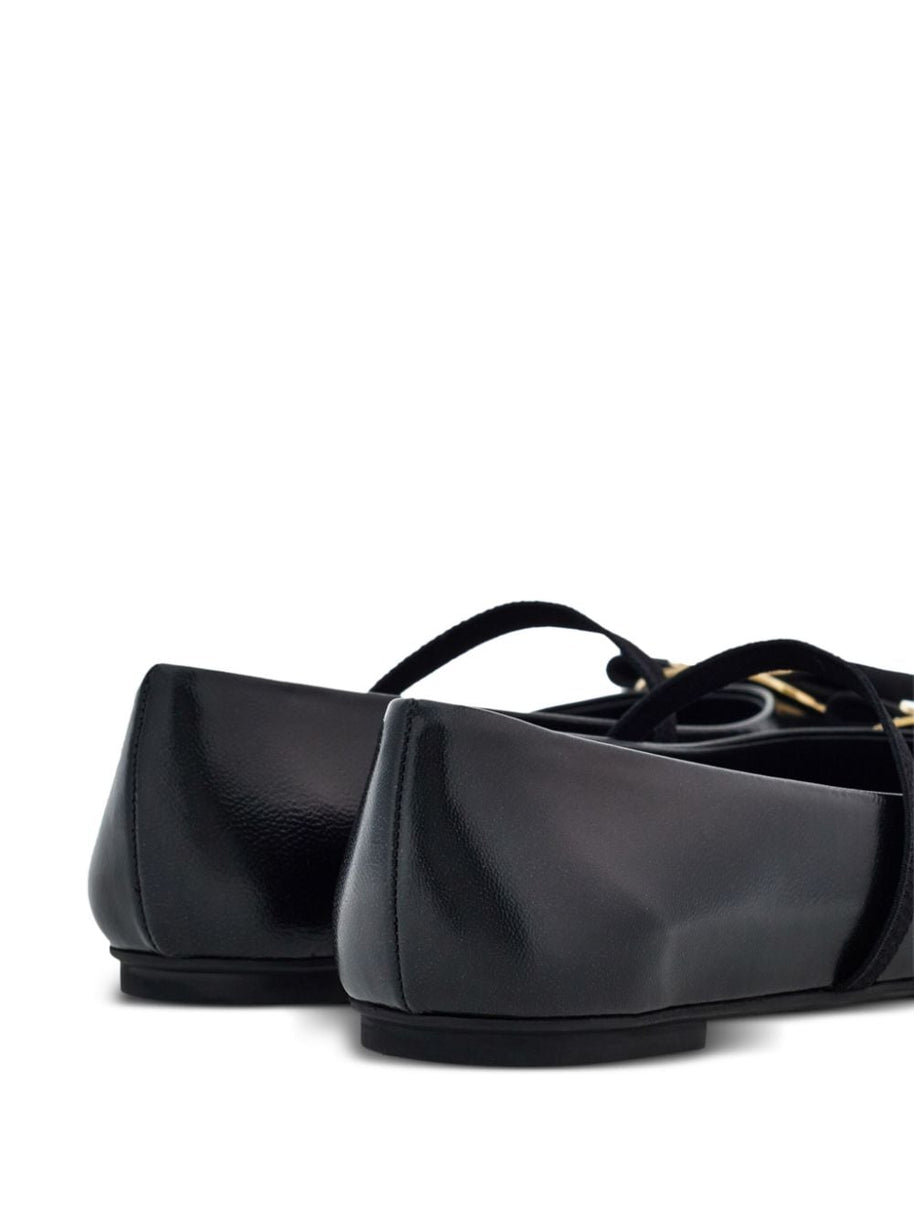 Ferragamo Vara Leather Ballets Black