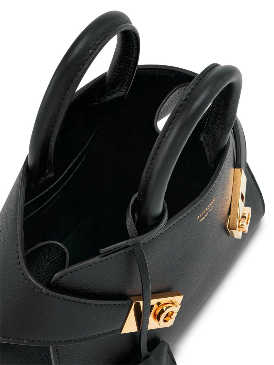 Ferragamo Hug Mini Leather Handbag Black