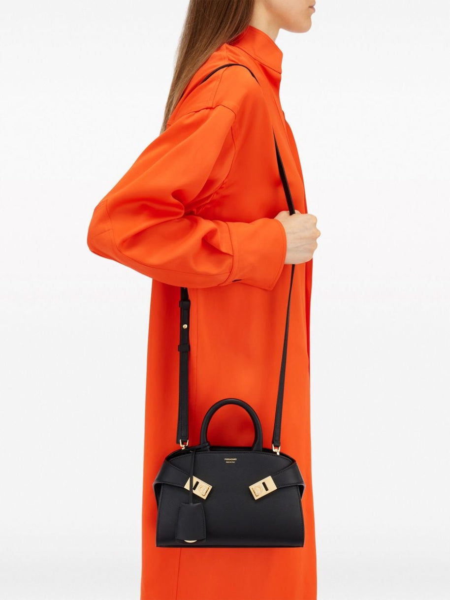 Ferragamo Hug Mini Leather Handbag Black
