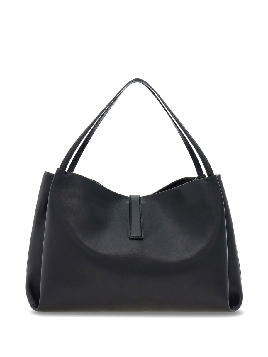 Ferragamo Medium Leather Shoulder Bag Black