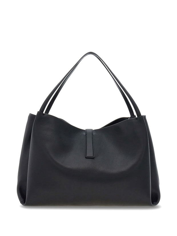 Ferragamo Medium Leather Shoulder Bag Black