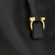 Ferragamo Medium Leather Shoulder Bag Black