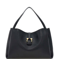 Ferragamo Medium Leather Shoulder Bag Black