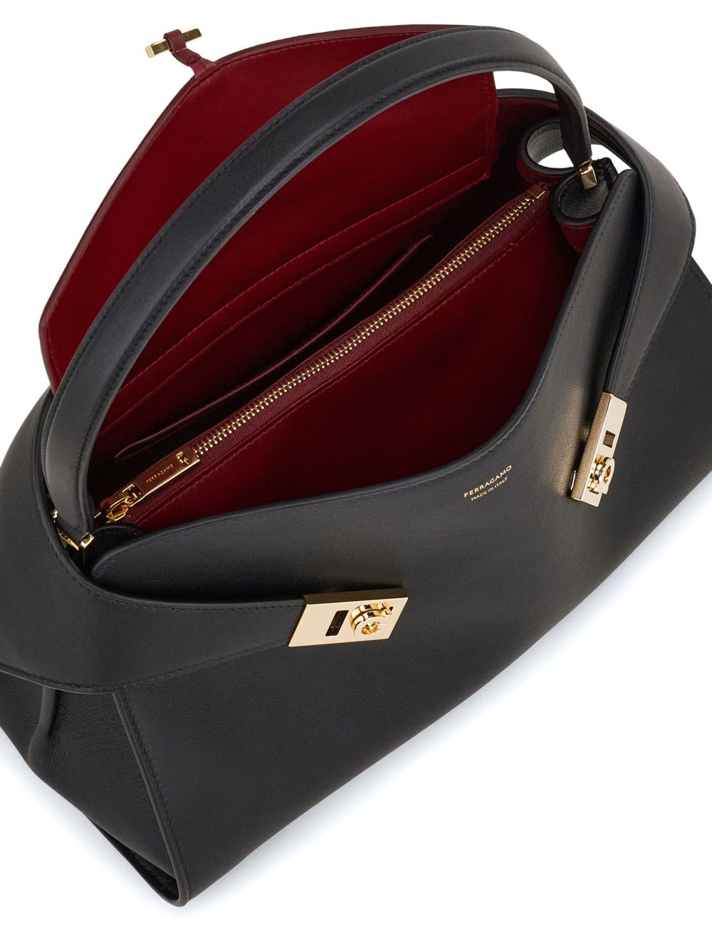 Ferragamo Hug Small Leather Tote Black