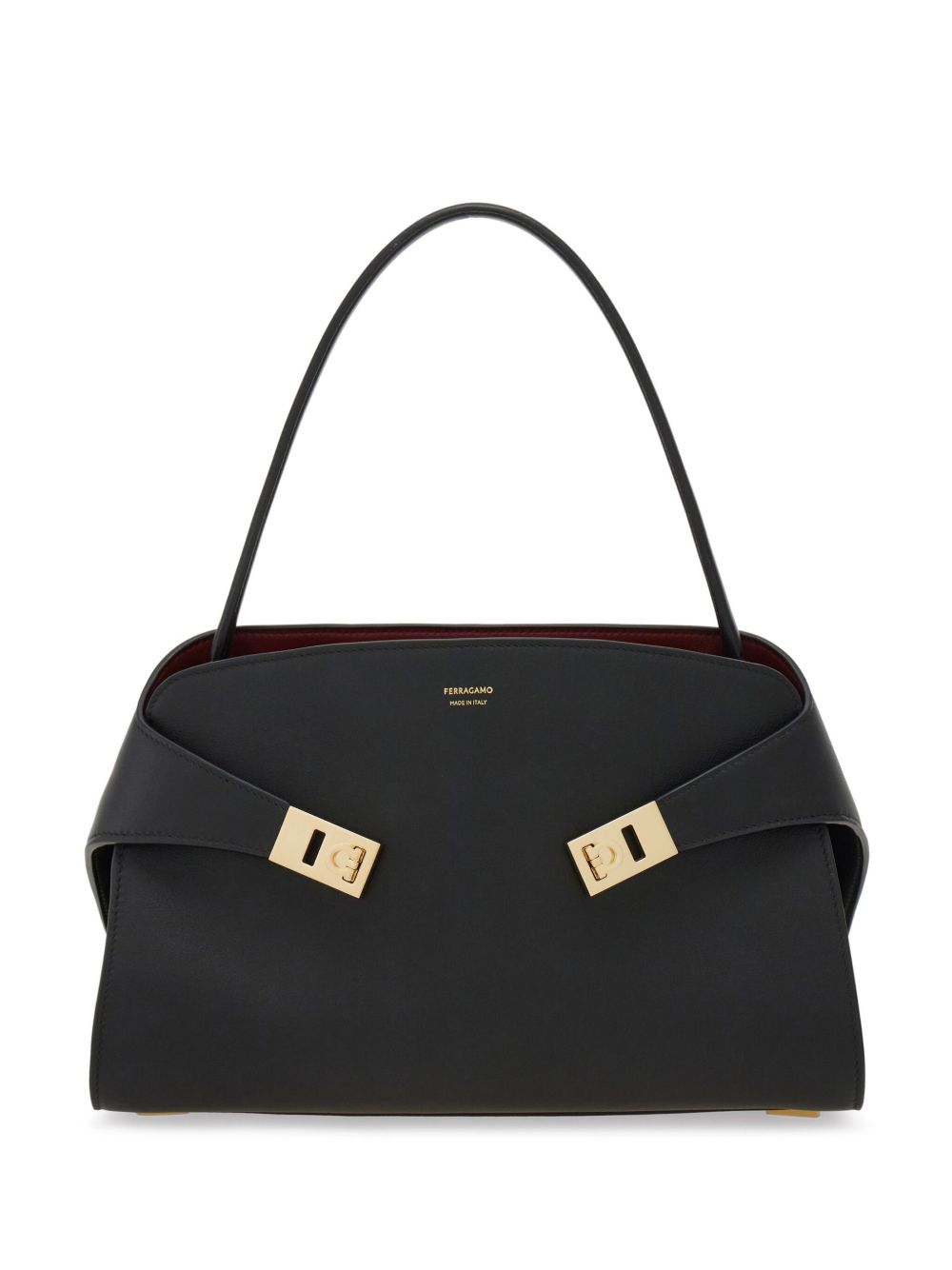 Ferragamo Hug Small Leather Tote Black