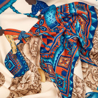 Ferragamo Printed Silk Foulard Scarf Blue