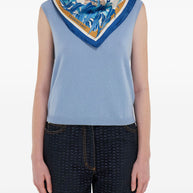 Ferragamo Printed Silk Foulard Scarf Blue