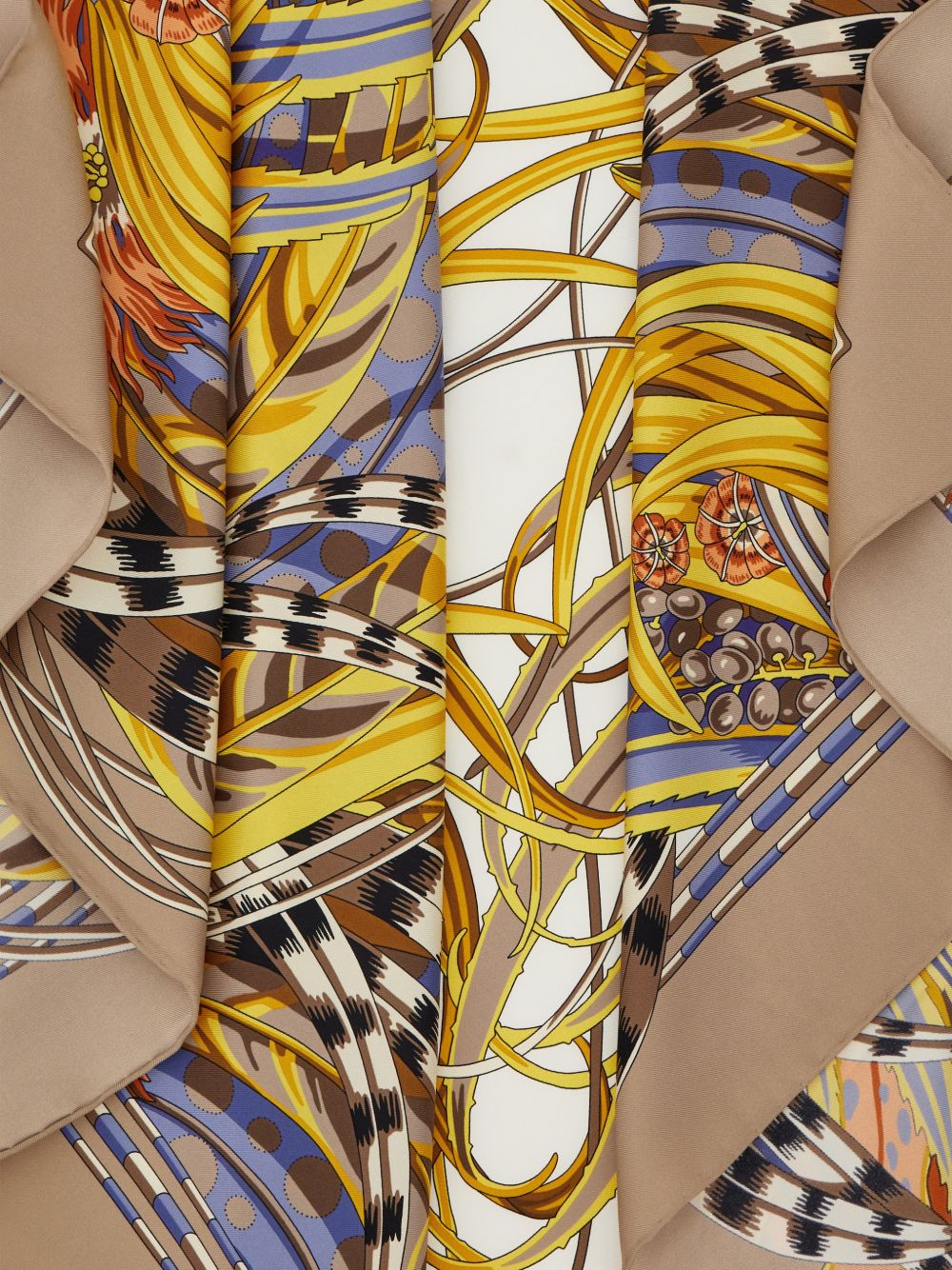 Ferragamo Printed Silk Foulard Scarf Ivory