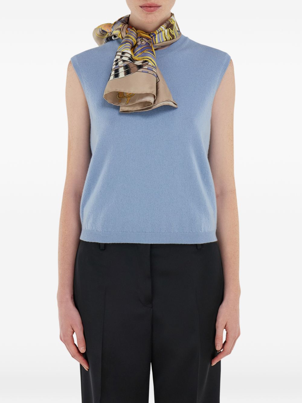 Ferragamo Printed Silk Foulard Scarf Ivory