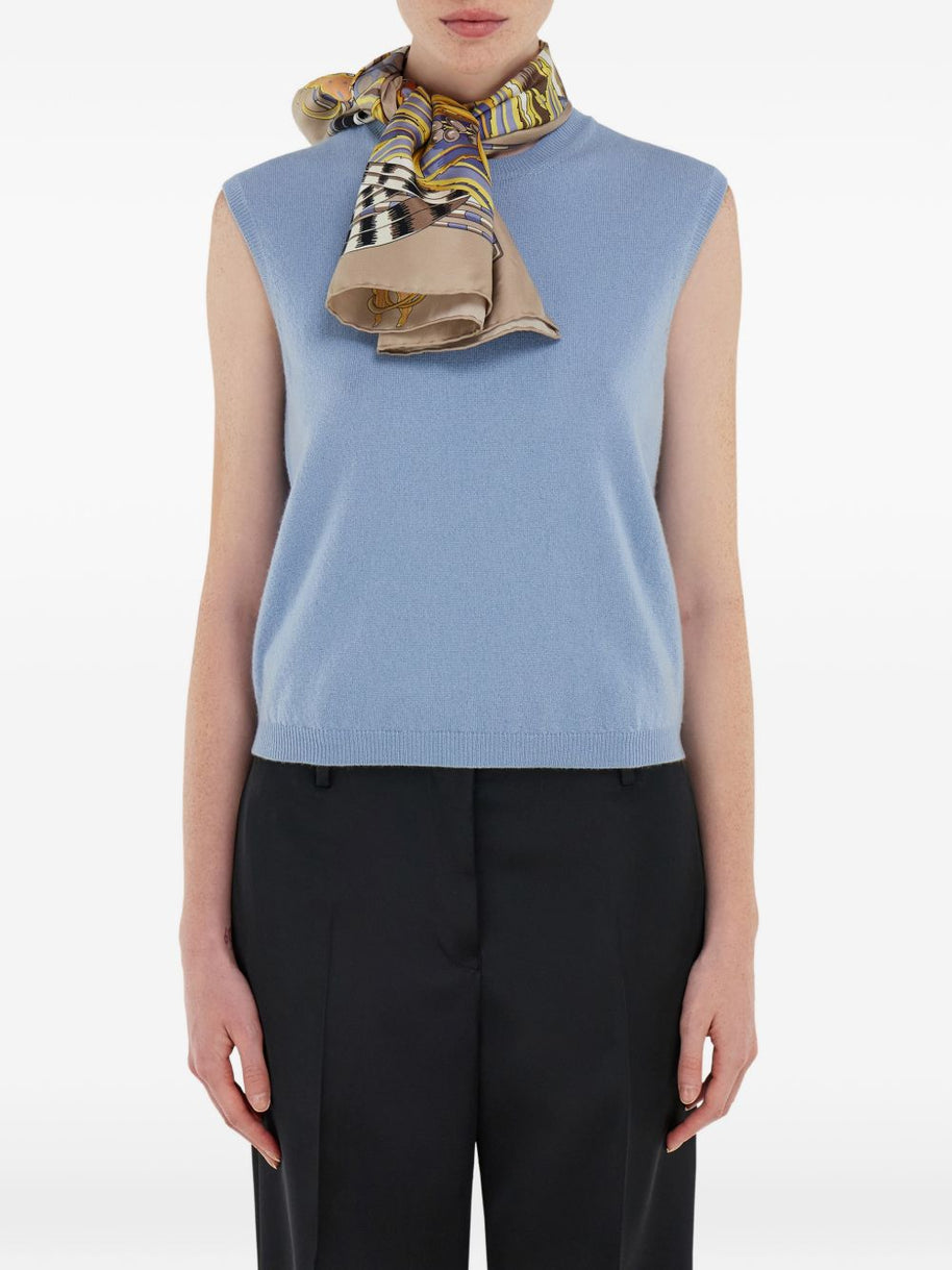 Ferragamo Printed Silk Foulard Scarf Ivory