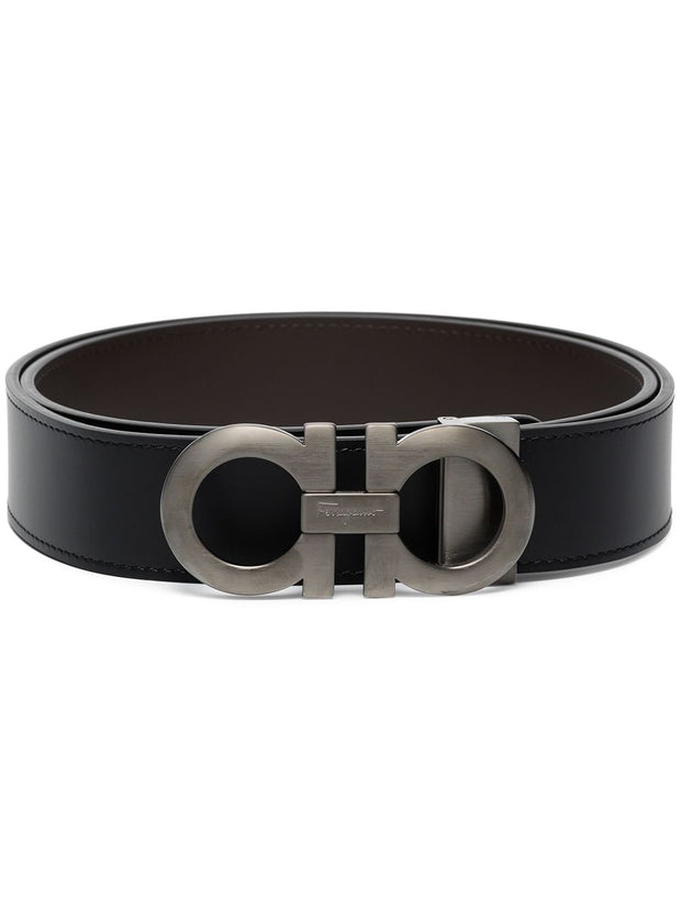 Ferragamo Gancini Leather Belt Black