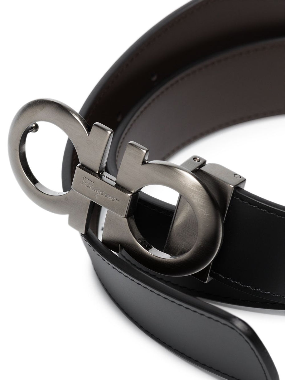 Ferragamo Gancini Leather Belt Black