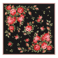 Dolce & Gabbana Roses Bouquet Print Silk Foulard Black