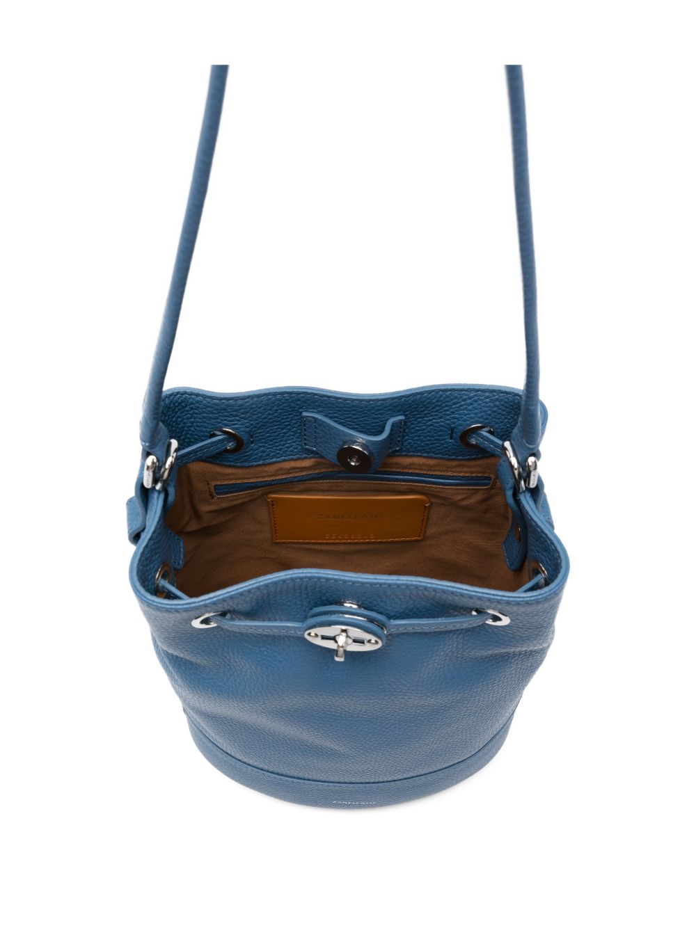 Zanellato Monda' Daily Small Leather Bucket Bag Blue
