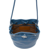 Zanellato Monda' Daily Small Leather Bucket Bag Blue