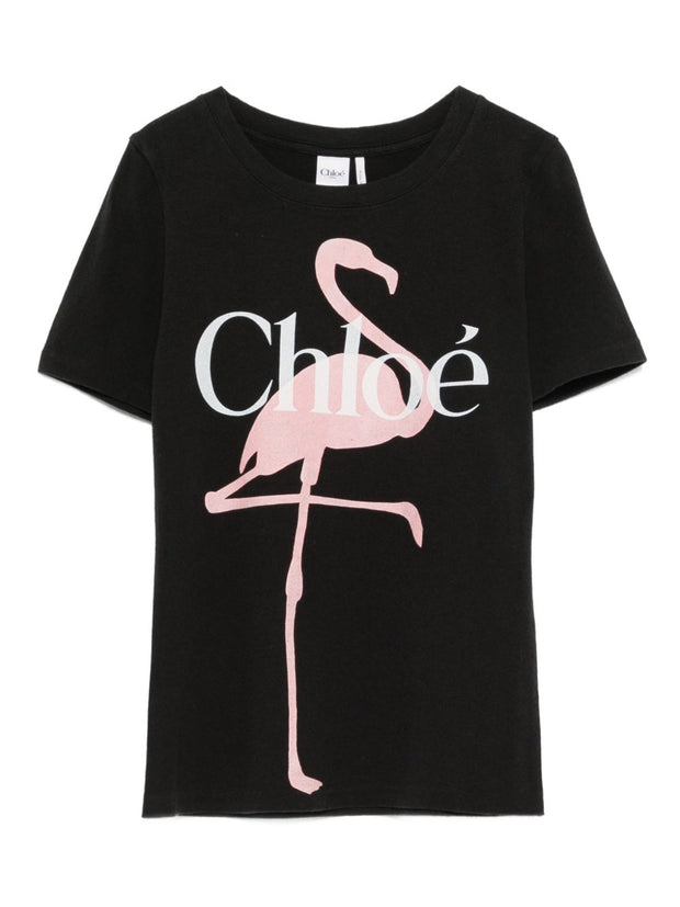 Chloé Printed Cotton T-shirt Black