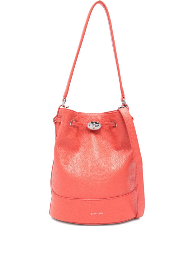 Zanellato Monda' Daily Small Leather Bucket Bag Red