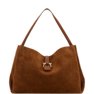 Ferragamo Medium Leather Shoulder Bag Beige