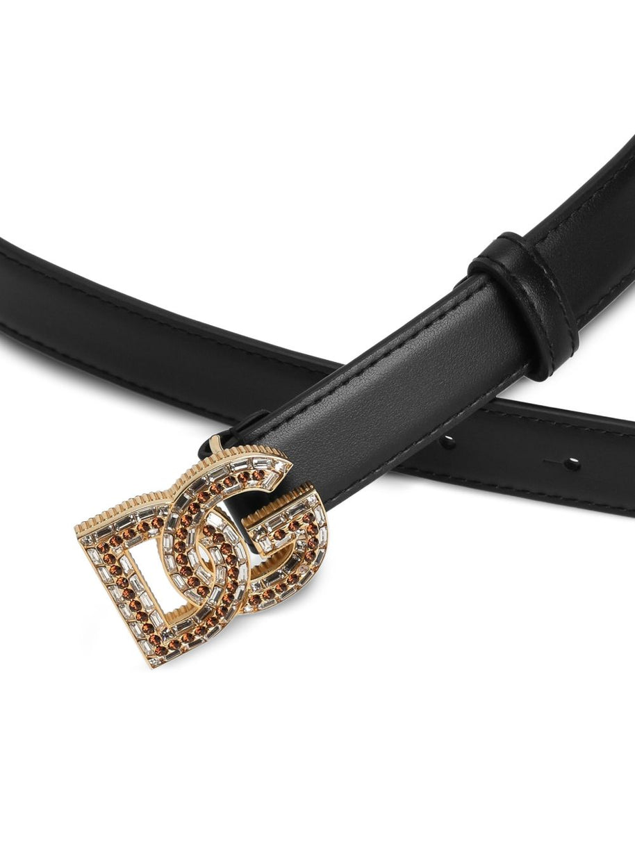Dolce & Gabbana Embellished Leather Belt Black