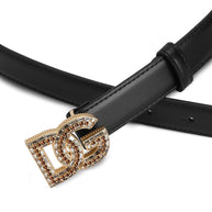 Dolce & Gabbana Embellished Leather Belt Black