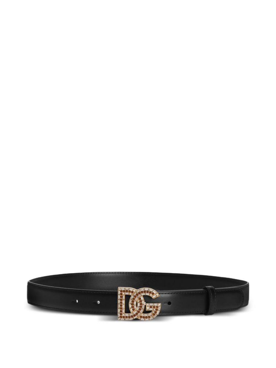 Dolce & Gabbana Embellished Leather Belt Black