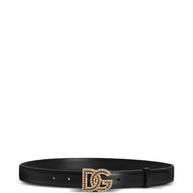Dolce & Gabbana Embellished Leather Belt Black