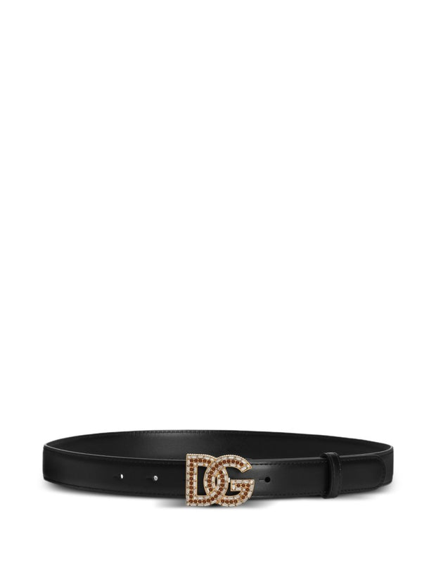 Dolce & Gabbana Embellished Leather Belt Black