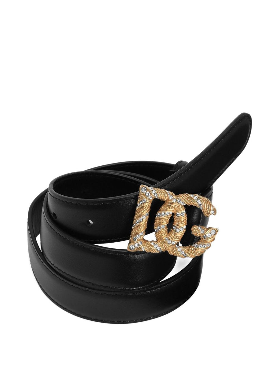 Dolce & Gabbana Dg Logo Leather Belt Black