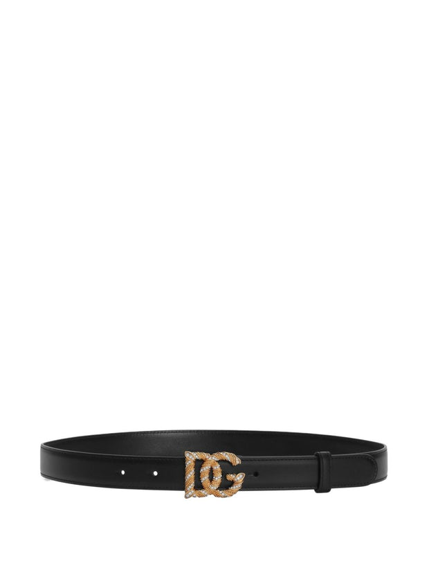 Dolce & Gabbana Dg Logo Leather Belt Black